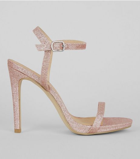 Rose Gold Glitter Ankle Strap Heels | New Look