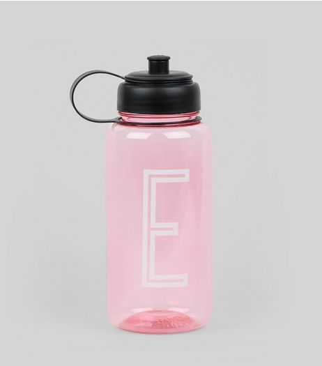 Pink Initial E Water Bottle | New Look