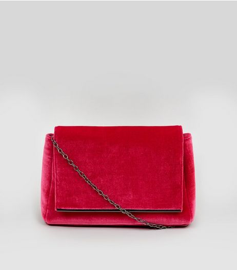 Pink Velvet Snakeskin Textured Shoulder Bag | New Look