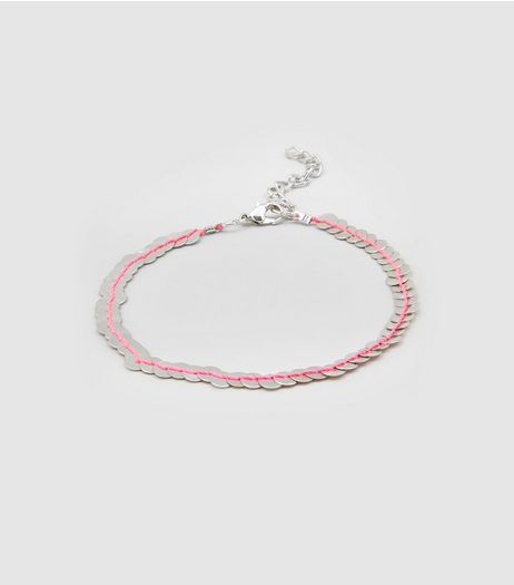 Silver Metal Sequin Thread Anklet | New Look