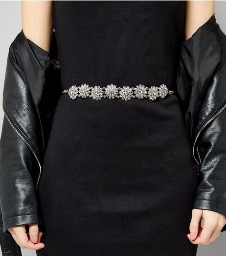 Silver Flower Chain Waist Belt | New Look
