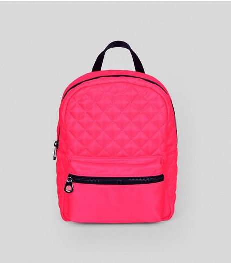 Neon Pink Quilted Backpack | New Look