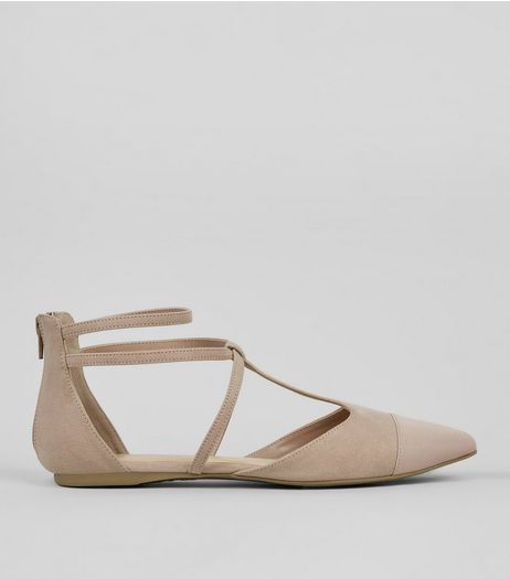 Wide Fit Nude Pink Suedette Strappy Sandals | New Look