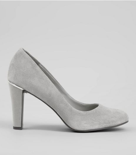 Grey Comfort Suede Metal Trim Court Shoes | New Look