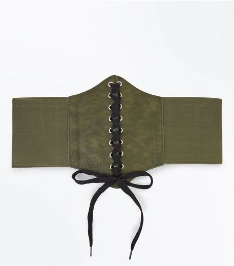 Khaki Lace Up Corset Belt | New Look