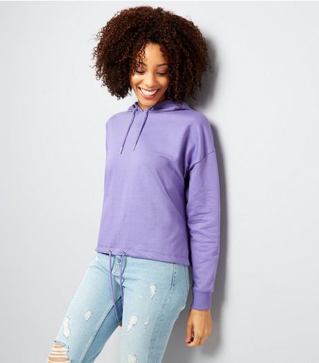Purple Drawstring Cropped Hoodie | New Look