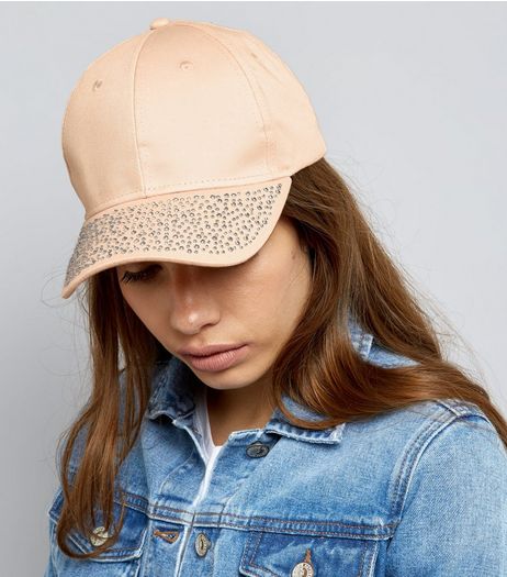 Pink Diamante Peak Cap | New Look