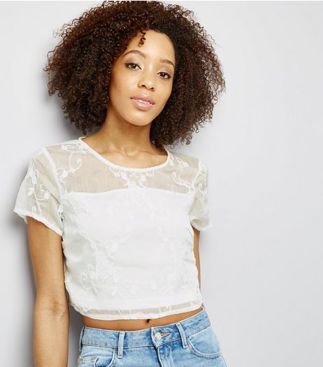Parisian White Embroidered Crop Top | New Look