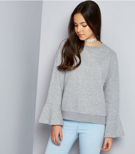 Teens Grey Bell Sleeve Sweater | New Look