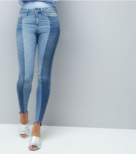 Tall Blue Two Tone Skinny Jeans | New Look