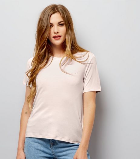 Pink Ribbed Crew Neck T-Shirt | New Look