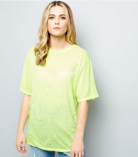 Yellow Ripped Short Sleeve T-Shirt | New Look