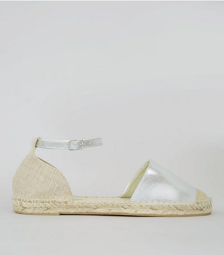 Wide Fit Silver Espadrille Sandals | New Look