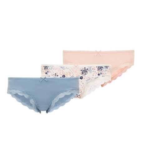 Maternity 3 Pack Blue Floral Print Underbump Briefs | New Look