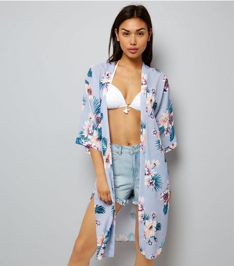 Lilac Floral Print Kimono | New Look