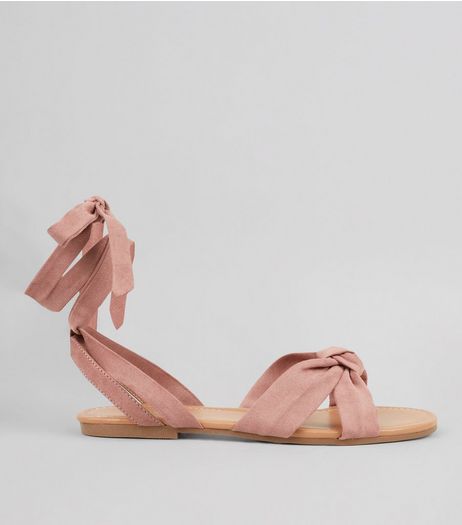 Pink Ankle Tie Sandals | New Look