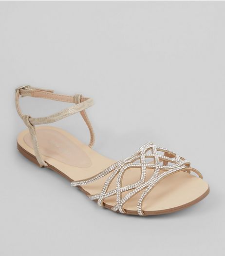 Nude Pink Embellished Sandals | New Look