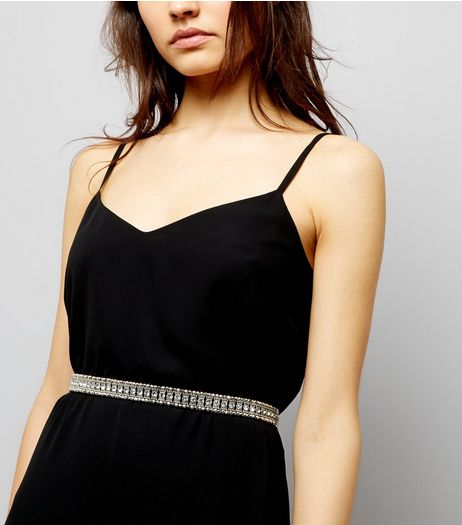 Silver Diamante Chain Waist Belt | New Look