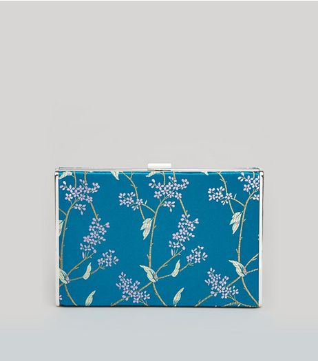 Turquoise Floral Brocade Satin Box Bag | New Look
