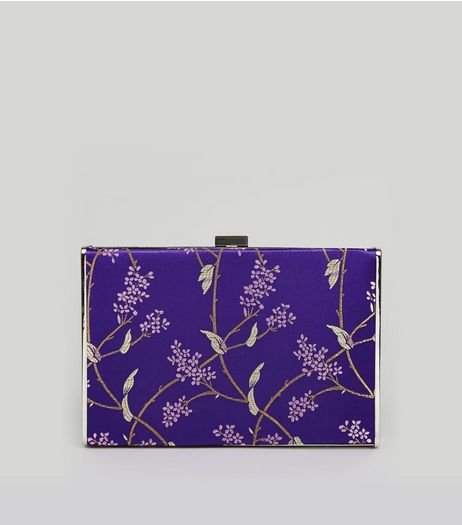 Purple Floral Brocade Satin Box Bag | New Look