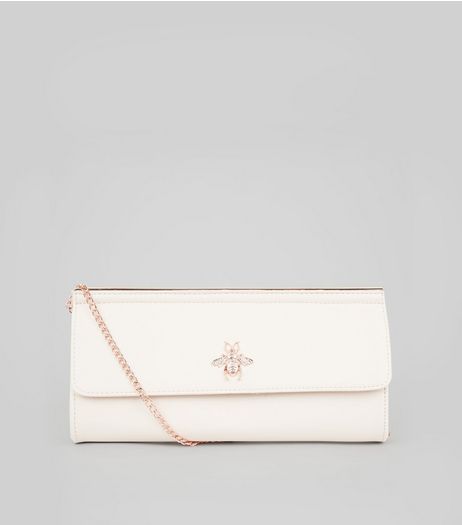 Nude Pink Bee Charm Clutch Bag | New Look