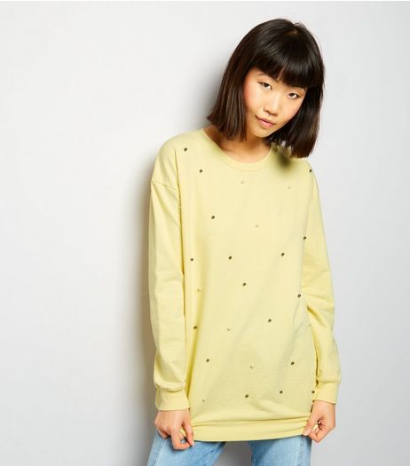 Cameo Rose Yellow Pearl Trim Sweater | New Look