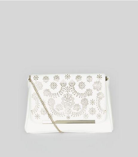 White Laser Cut Shoulder Bag | New Look