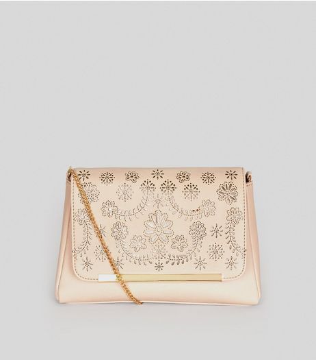 Nude Pink Laser Cut Shoulder Bag | New Look