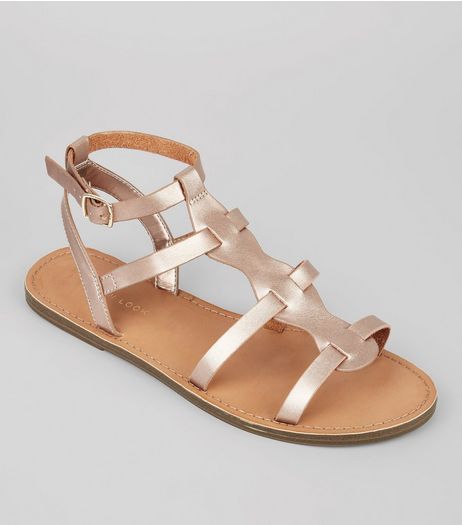 Rose Gold Gladiator Sandals, Sandals | New Look