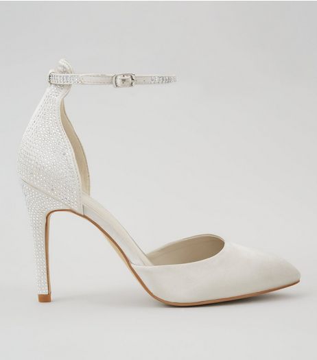 Silver Diamante Stud Pointed Heels | New Look