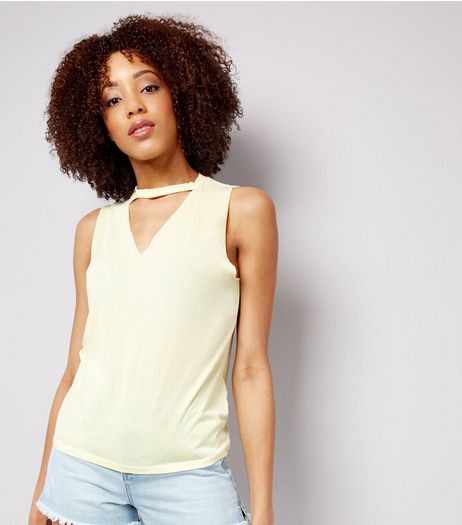 Yellow Choker Neck Cut Out Tank Top | New Look