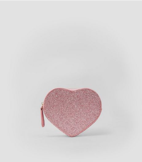 Pink Glitter Heart Coin Purse | New Look