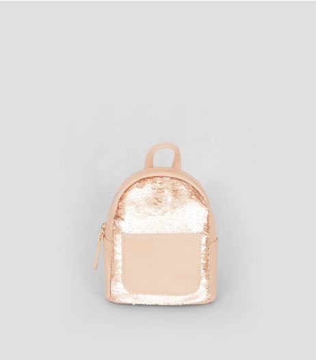 Rose Gold Sequin Mini Backpack | New Look