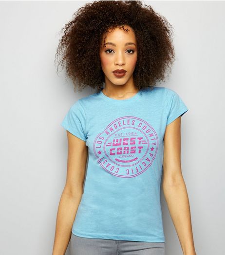 Turquoise West Coast Print T-Shirt | New Look