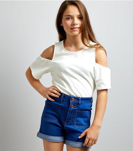 Teens Blue High Waist Pocket Front Denim Shorts | New Look