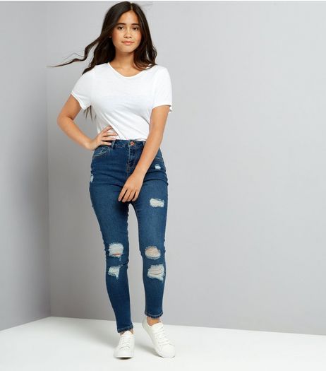 Teens Blue Ripped Skinny Jeans | New Look