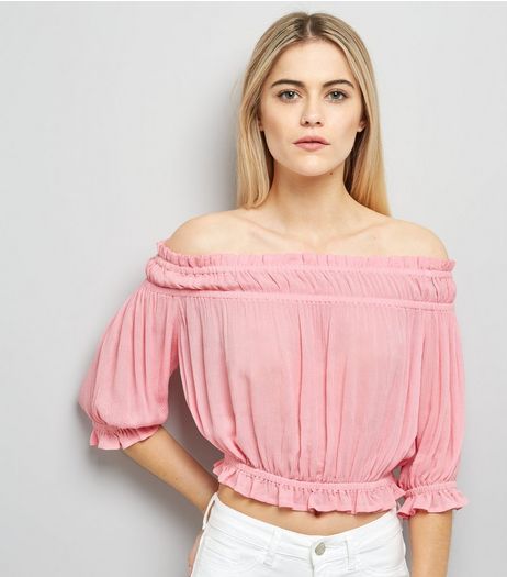 Bright Pink Bardot Neck Top | New Look