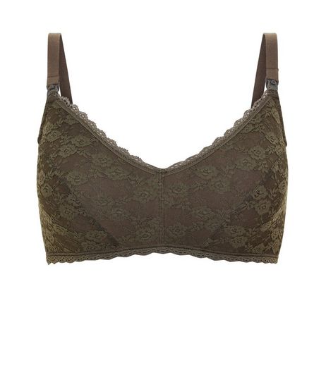 Maternity Khaki Halenka Lace Nursing Bra | New Look
