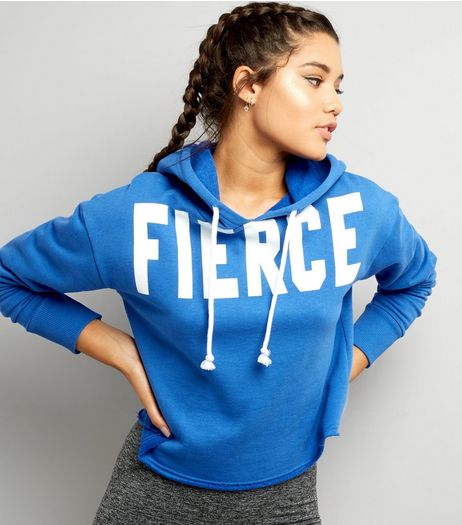 Blue Fierce Printed Hoodie | New Look