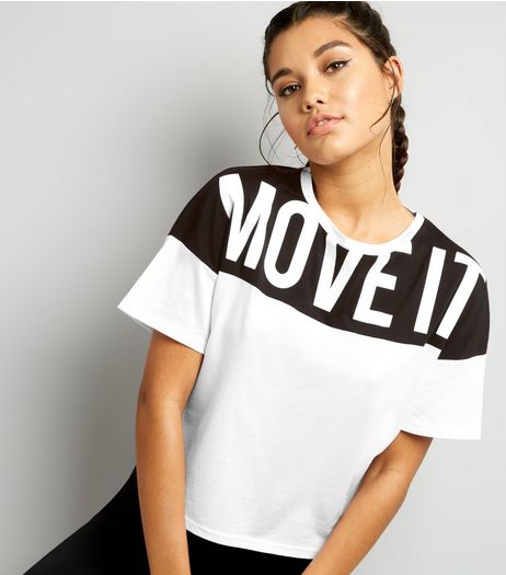 White Move It Colour Block Gym T-Shirt | New Look
