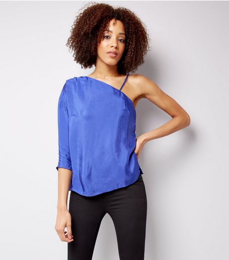Purple Textured Spot One Shoulder Top | New Look