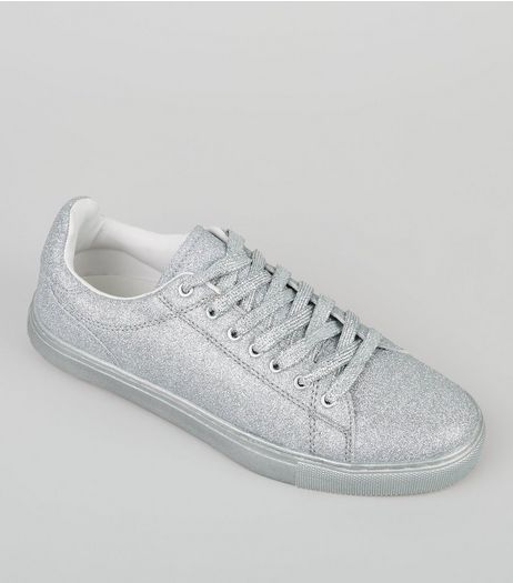 Silver Glitter Trainers | New Look