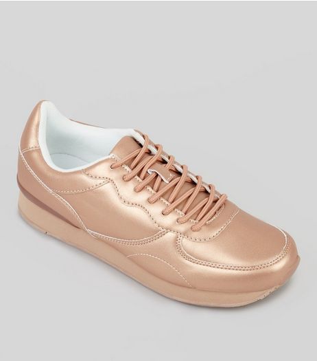 Rose Gold Metallic Trainers | New Look
