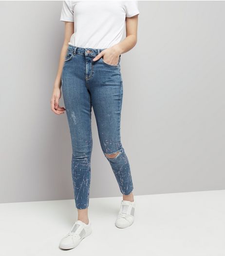 Blue Glitter Print Skinny Jenna Jeans | New Look