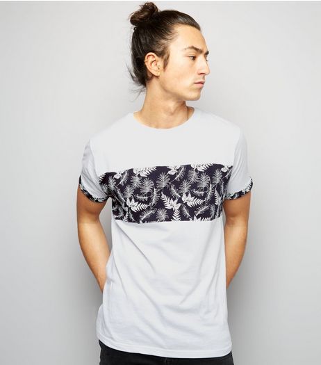 White Leaf Panel T-Shirt | New Look