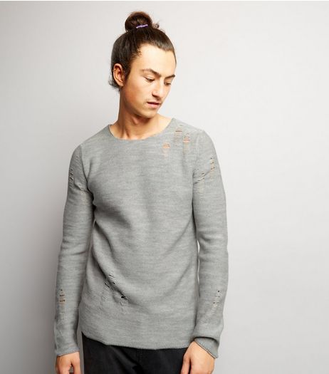 Grey Laddered Crew Neck Jumper | New Look