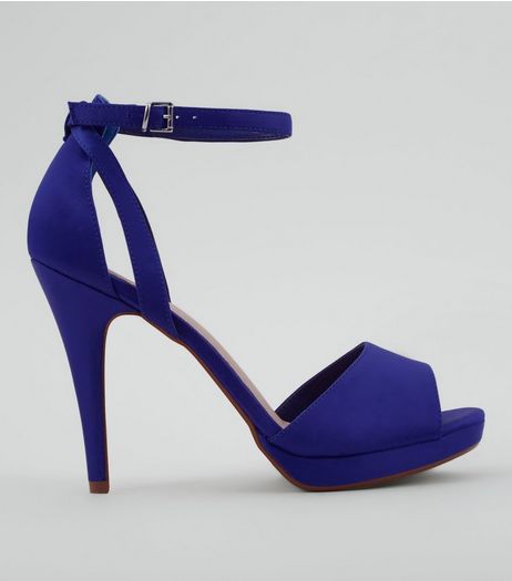 Blue Comfort Satin Platform Heels | New Look