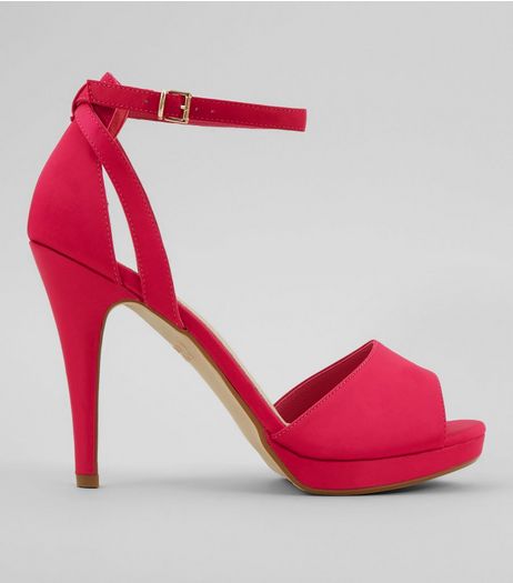 Pink Comfort Satin Platform Heels | New Look