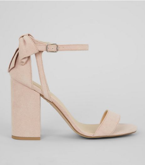 Pink Suedette Bow Back Heeled Sandals | New Look