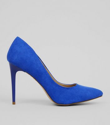 blue pointed court shoes